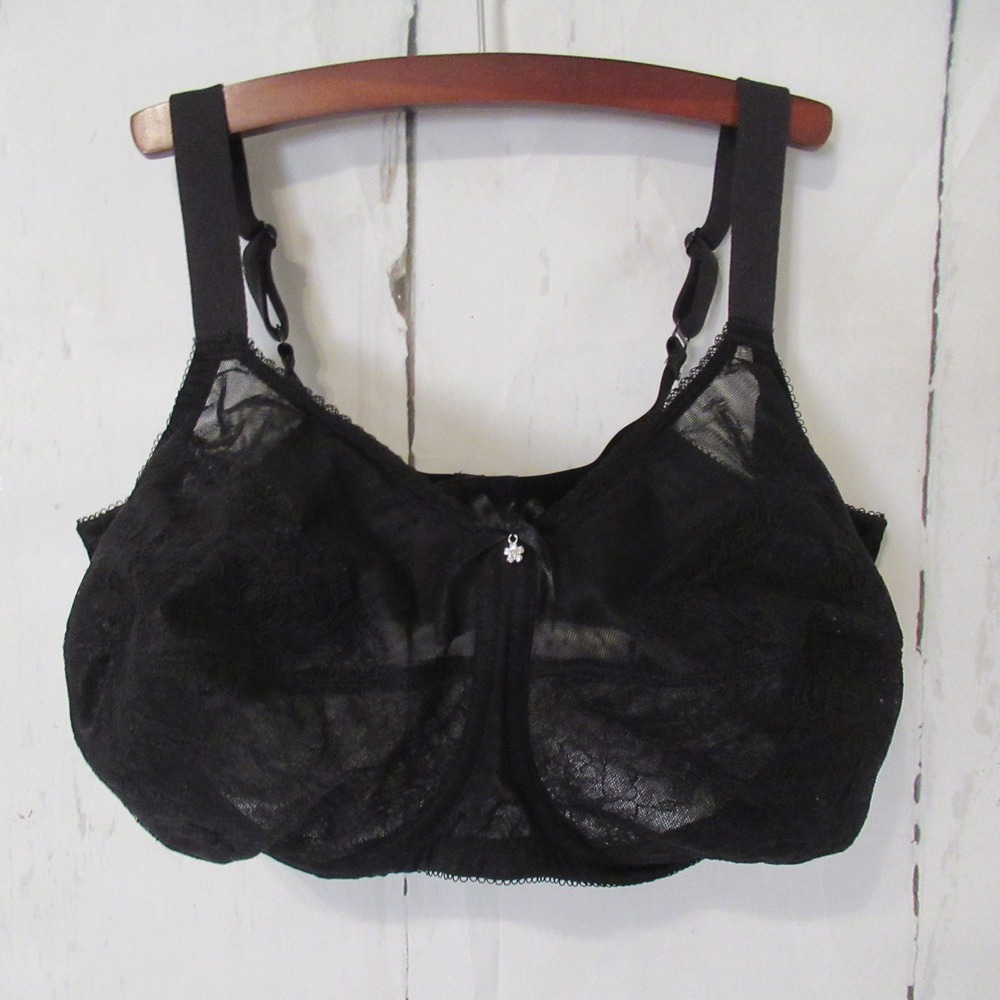 Wacoal Bra 40I Black Lace Retro Chic Full Figure Underwire Back Closure 855186